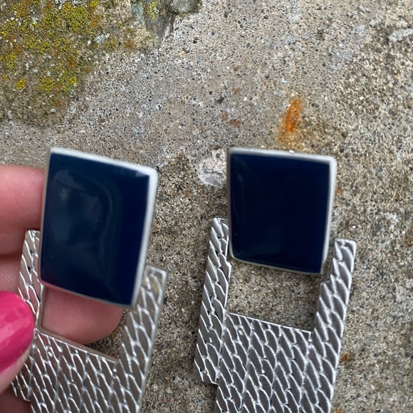 Art deco, Vintage sliverplated/ deep blue earrings. - Picture 6 of 7